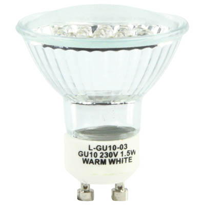 LAMP LED-GU10-03 Λαμπτήρας οικονομίας LED MR16 GU10 1.5W με χρωματισμό "Warm white", 30000 ωρών. Ενεργειακής κλάσης A.