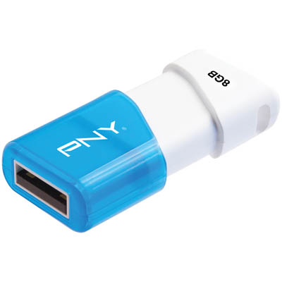 PNY USB STICK 8GB WHITE/BLUE COMPACT ATT3 / FDU8GBA3CWB-EF Usb Stick Compact Attache'™ 8GB