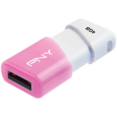 PNY USB STICK 4GB WHITE/PINK COMPACT ATT3 / FDU4GBA3CWP-EF Usb Stick Compact Attache 4GB