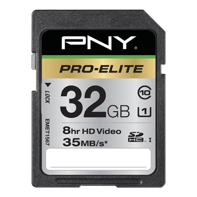 PNY SD 32GB PRO ELITE ULTRA HIGH SPEED / SD32GBHC1ELI-EF Κάρτα SD Class 10 για τις πιο απαιτητικές φωτογραφίες δράσης και βίντεο HD