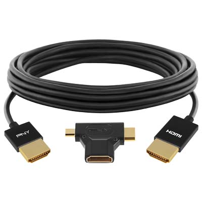 PNY HDMI-HDMI + ADAPTOR / C-H-A10-A12-3N1 Καλώδιο Hdmi σε Hdmi με Αντάπτορα Mini + Micro