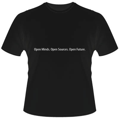 TSH-004.B.M iMBACK OPEN TSHIRT MEDIUM Μαύρο T-Shirt iMBACK από 100% βαμβάκι με πρωτότυπο σχέδιο στάμπας 'Open Minds. Open Sources. Open Future', σε συσκευασία blister.
