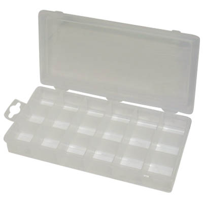BOX-001 BOX FOR 18PCS Πλαστικό διάφανο κουτί 18 σταθερών θέσεων.