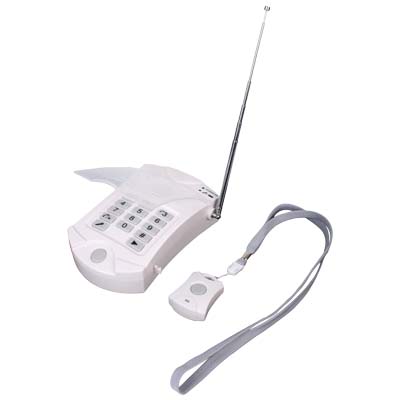 SEC-AED 10 TEL.DIALER+PANIC BUTTON Συσκευή τηλεφωνικής κλήσης με τηλεχειριστήριο εκτάκτου ανάγκης. Πατώντας το κουμπί στον τηλεχειριστήριο, η συσκευή θα στείλει ένα ηχογραφημένο μήνυμα, καλώντας έναν προγραμματισμένο αριθμό. Δέχεται μέχρι και 3 διαφορετικ