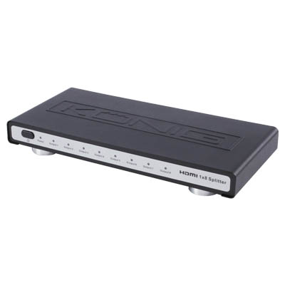 KN-HDMI SPL 30 8 PORT HDMI SPLITTER Παρακολουθήστε μία πηγή HDMI (εικόνα και ήχο) όπως π.χ. ένα DVD player σε 8 διαφορετικές οθόνες. Χάρη στον ενσωματωμένο ενισχυτή δεν έχουμε απώλειες σε ποιότητα εικόνας και ήχου. Ακόμη το splitter είναι απόλυτα συμβατό