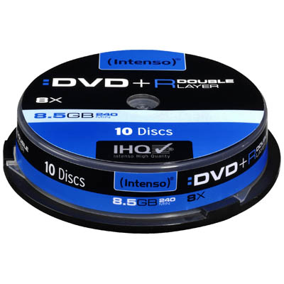 INTENSO 06922 DVD+R 8,5 GB DL 8x 10 CAKE BOX DOUBLE LAYER /4311142 DVD+R DOUBLE LAYER 8,5GB, 8x Speed