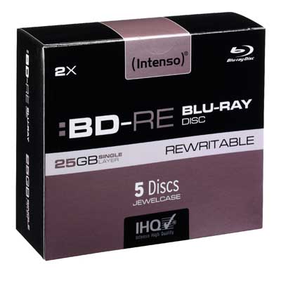 INTENSO 09992 BLURAY-REW 25GB 5 JEWEL CASE /5201215 Επανενγράψιμοι δίσκοι bluray BD-RE 25GB 5τμχ σε jewel case