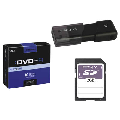 BUNDLE-STO-002 /PNY USB STICK2GBATT3-INTENSO05222-PNY SD 2GB STORAGE NEW Bundle αποθηκευτικών μέσων για την καλύτερη αρχειοθέτηση των δεδομένων σας. Αποτελείται από 10dvd σε slim case, κάρτα SD 2GB, και USB stick 2GB.