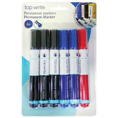 TOPWRITE 45249 MARKERS PERMANENT 6PCS ASS COLOUR Ανεξίτηλοι μαρκαδόροι