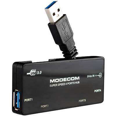 MODECOM HUB4 PORTS USB3.0 MC-4P HUB-4P USB 3.0 hub 4 θυρών με δυνατότητα εξωτερικής τροφοδοσίας