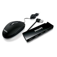 ΕΝΣΥΡΜΑΤΟ ΠΟΝΤΙΚΙ ΓΙΑ PC - LAPTOP Philips Mouse Black +Usb Hub SCO3210