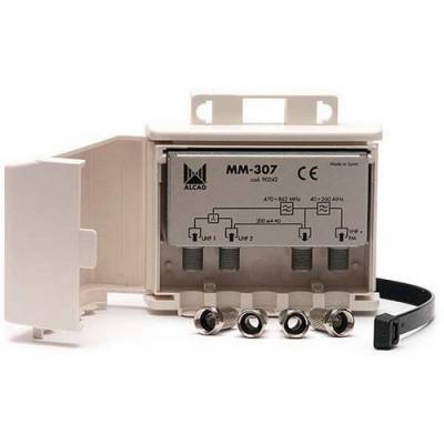 Μίκτης 2 εισόδων για συνδυασμό στο ίδιο καλώδιο σημάτων από τις μπάντες UHF και VHF ALCAD MM-307