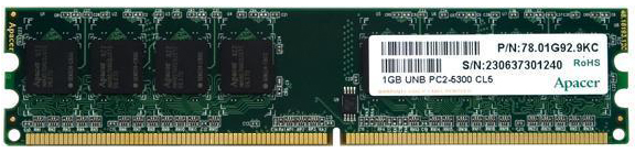 APACER ΚΑΡΤΑ ΜΝΗΜΗΣ ΓΙΑ ΥΠΟΛΟΓΙΣΤΗ DESKTOP DDR2 PC-5300 με χωρητικότητα 1024MB και ταχύτητα διαύλου 667MHz