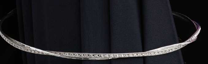 Ασημένια Στέφανα γάμου 925 KS146 με διπλές βέργες και πέτρες σβαροφσκι swarovski μαζί με 2 καρφίτσες