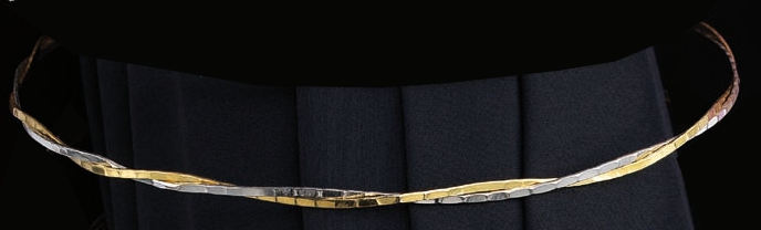 Ασημένια Στέφανα γάμου 925 KS147 με χρυσή και ασημένια βέργα σφυρίλατο μαζί με 2 καρφίτσες