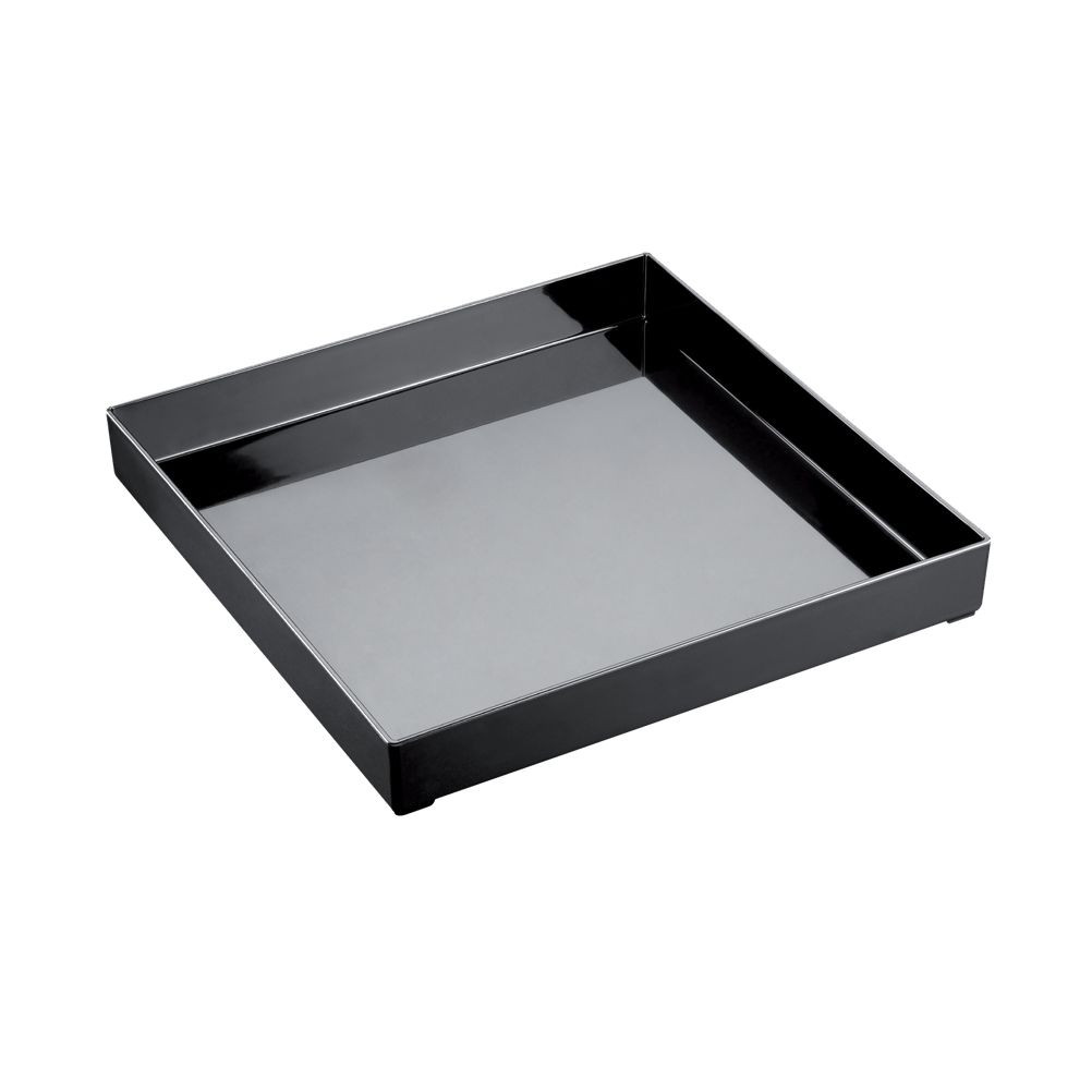 Πλαστικός δίσκος σερβιρίσματος τετράγωνος PS 30x30x4cm Μαύρος 8020-19