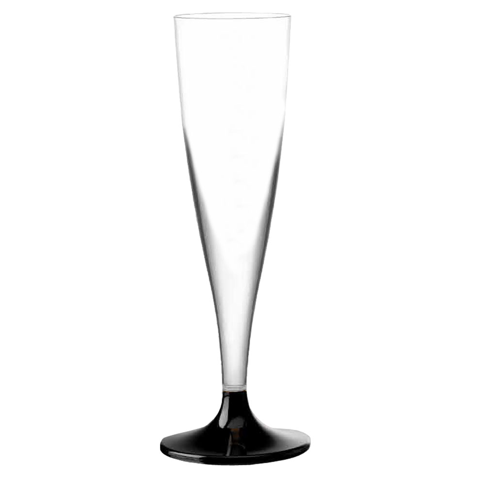 Πλαστικό ποτήρι σαμπάνιας PS μίας χρήσεως με μαύρη βάση 12cl Μίας χρήσης 7596-19 - Ιδανικό για χρήση σε εστιατόριο, καφετέρια, delivery, catering