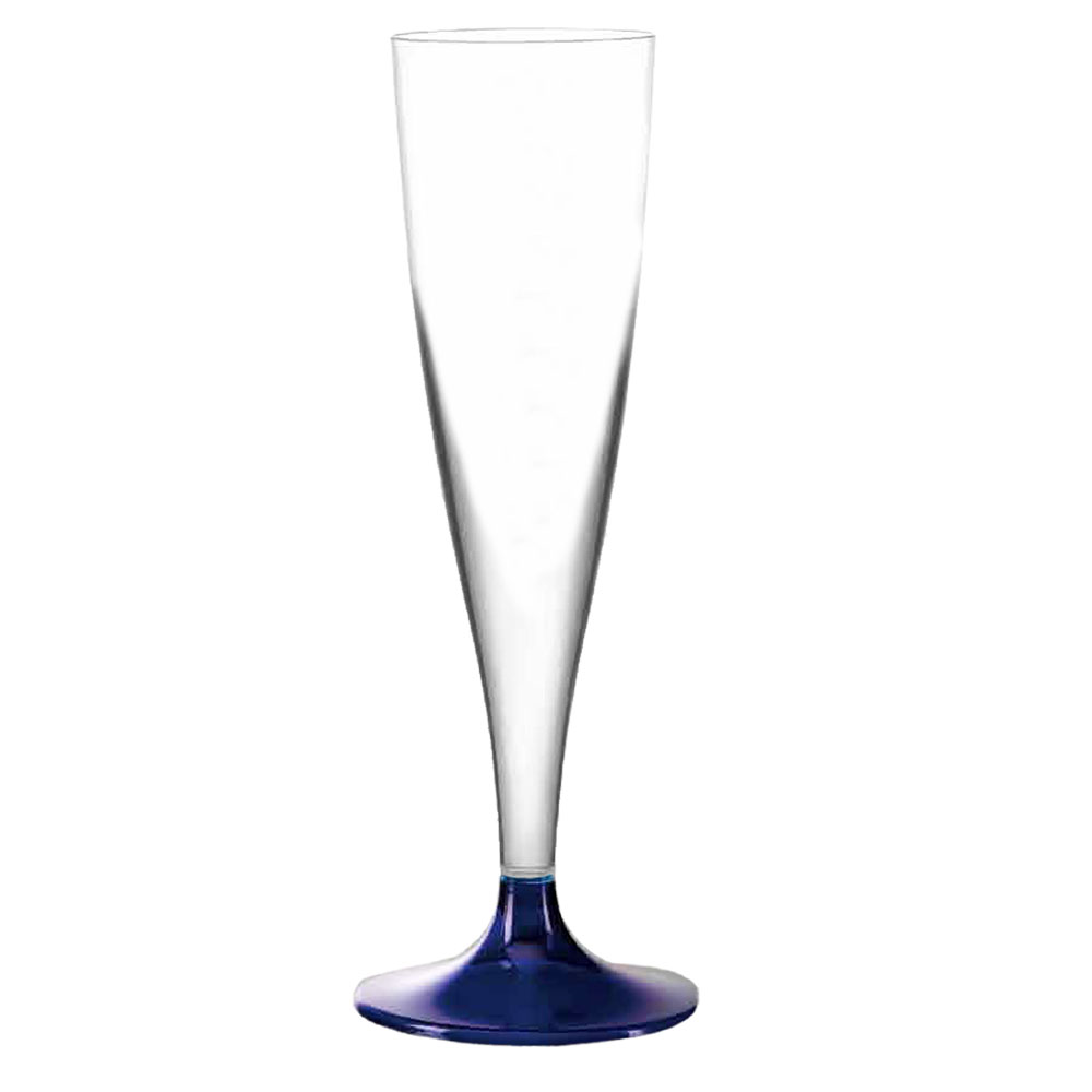 Πλαστικό ποτήρι σαμπάνιας PS μίας χρήσεως με μπλε βάση 12cl Μίας χρήσης 7596-24 - Ιδανικό για χρήση σε εστιατόριο, καφετέρια, delivery, catering