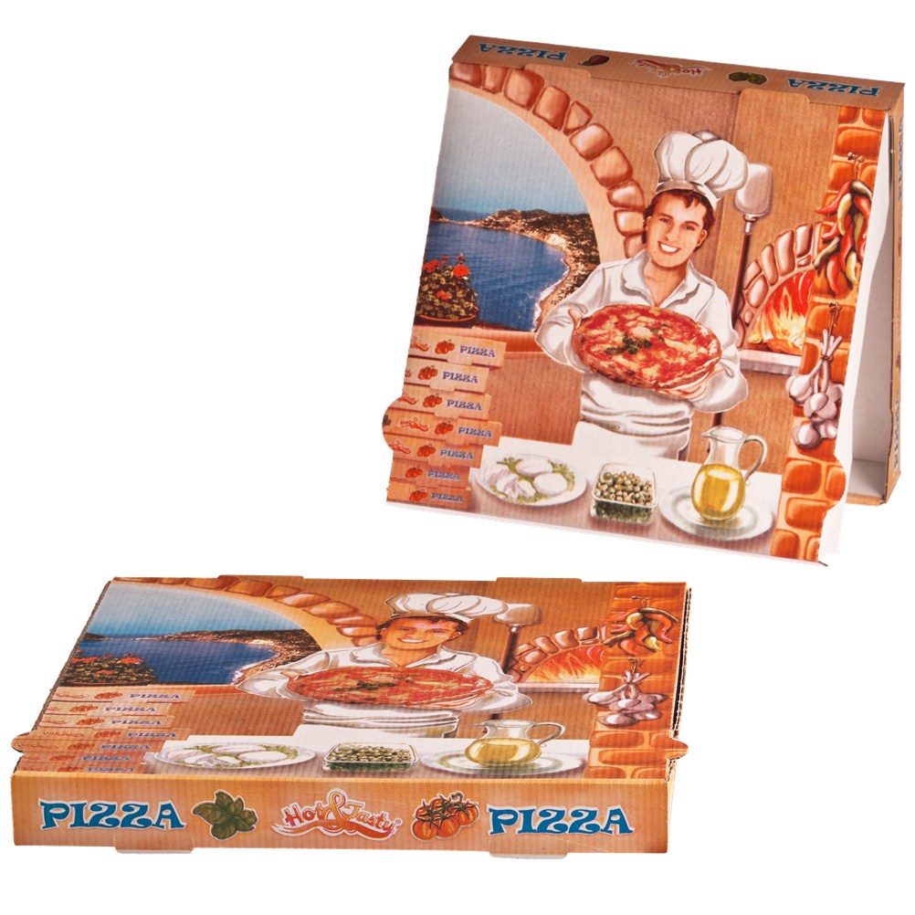 Κουτί Αποθήκευσης Φαγητού Πίτσας - Pizza σε Πακετο Take away - Μικροβέλε VESUVIO, 40x40x4cm, Ιταλίας VES-40-400 - Ιδανικό για εστιατόριο, πιτσαρία, delivery