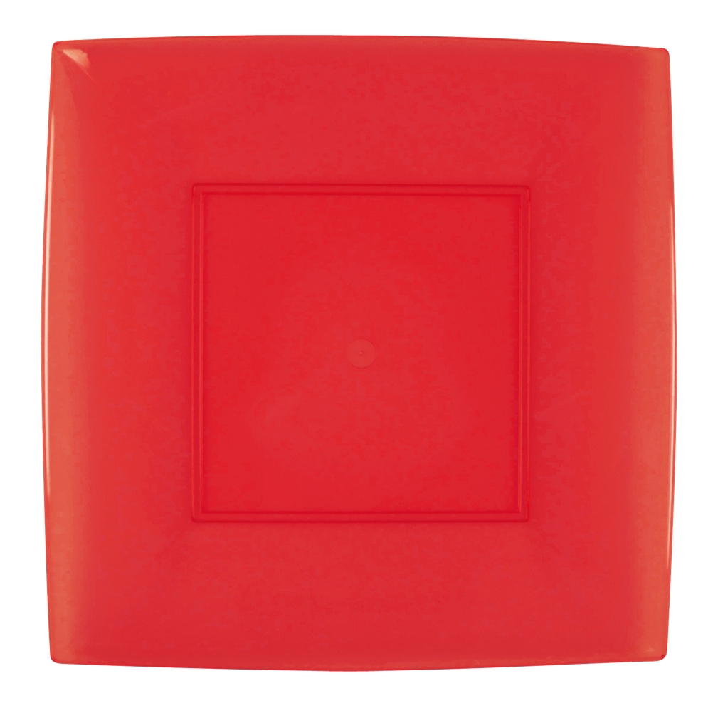 Πιάτο φαγητού XL πλαστικό τετράγωνο, μίας χρήσης 29x29cm κόκκινο πολυτελείας, Ιταλίας 7056-28 - Ιδανικό για εκδηλώσεις, βαπτίσεις, γάμους, catering