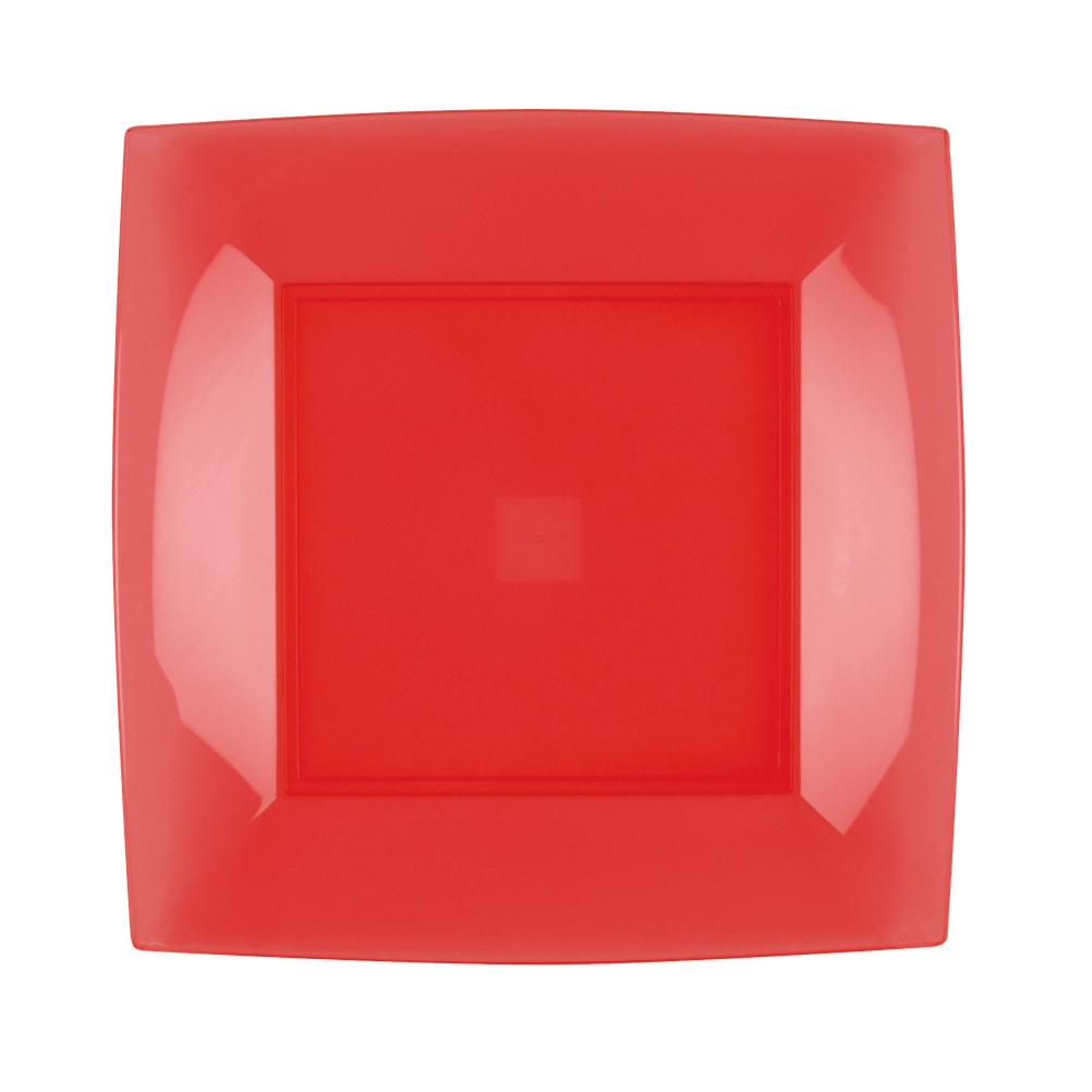 Πιάτο φαγητού πλαστικό τετράγωνο, μίας χρήσης 23x23cm κόκκινο πολυτελείας, Ιταλίας 7050-28 - Ιδανικό για εκδηλώσεις, βαπτίσεις, γάμους, catering