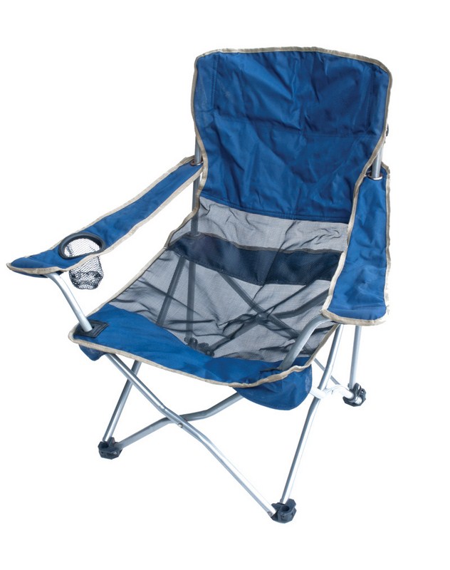 Καρέκλα παραλίας - καμπινγκ / camping ACTION Textilene 19325 μεταλλική από ύφασμα πολυεστέρα με μπράτσα & θήκη ποτηριού σε μπλέ & πράσινο χρώμα