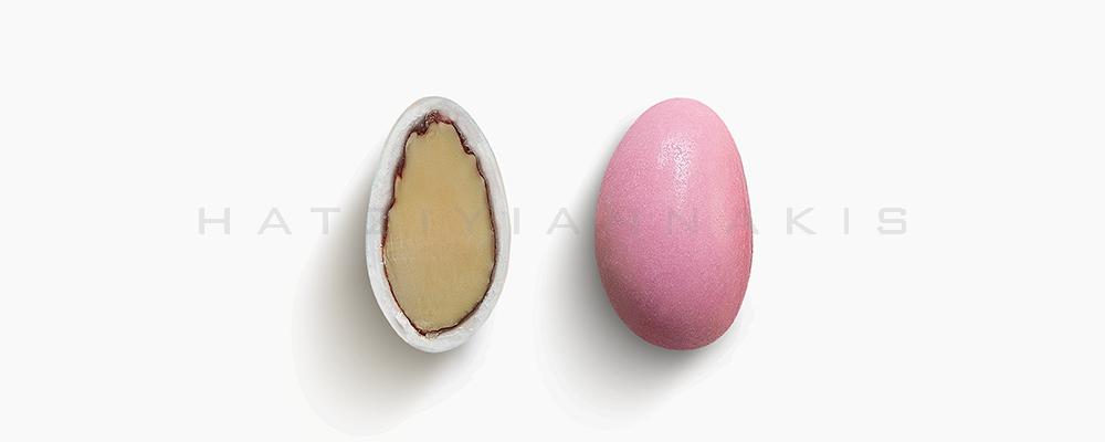 Κουφέτα Αμυγδάλου Χατζηγιαννάκη Κλασσικά 1007_003 σε χρώμα ροζ ανοιχτό, ματ - συσκευασία ενός κιλού 1kg - για τις μπομπονιέρες του γάμου σας ή της βάπτισης του παιδιού σας