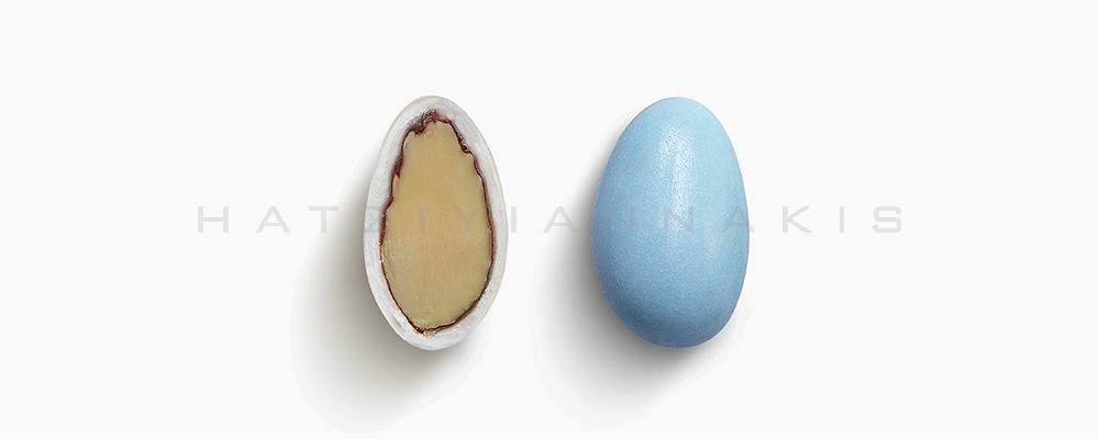 Κουφέτα Αμυγδάλου Χατζηγιαννάκη Κλασσικά 1007_021 σε χρώμα σιελ - γαλάζιο, γυαλισμένο - συσκευασία ενός κιλού 1kg - για τις μπομπονιέρες του γάμου σας ή της βάπτισης του παιδιού σας