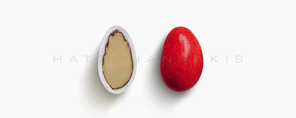 Κουφέτα Αμυγδάλου Χατζηγιαννάκη Κλασσικά 1007_111 σε χρώμα κόκκινο, γυαλισμένο - συσκευασία ενός κιλού 1kg - για τις μπομπονιέρες του γάμου σας ή της βάπτισης του παιδιού σας