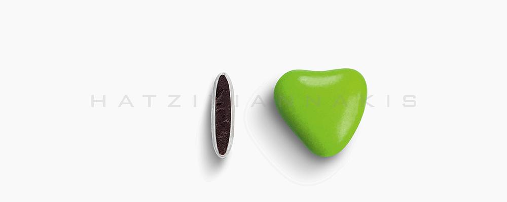Κουφέτα Χατζηγιαννάκη Σοκολάτας Καρδιά 1102_051 με χρώμα βεραμάν, γυαλισμένο - συσκευασία ενός κιλού 1kg - για τις μπομπονιέρες του γάμου σας ή της βάπτισης του παιδιού σας