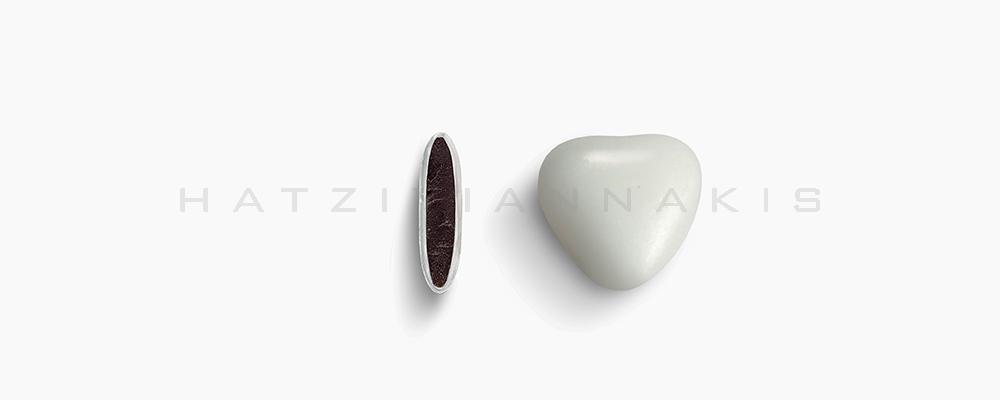 Κουφέτα Χατζηγιαννάκη Σοκολάτας Καρδιά μεσαία 1201_001 λευκό ματ - συσκευασία ενός κιλού 1kg - για τις μπομπονιέρες του γάμου σας ή της βάπτισης του παιδιού σας