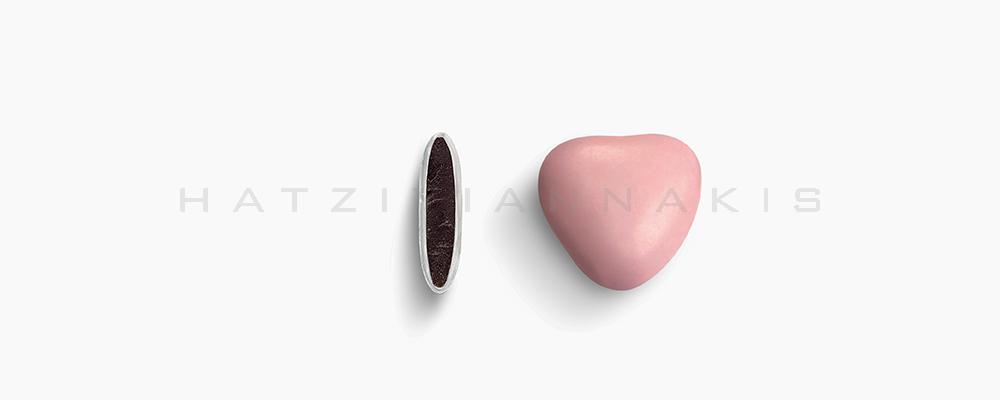 Κουφέτα Χατζηγιαννάκη Σοκολάτας Καρδιά μεσαία 1202_003 ροζ ανοιχτό, ματ - συσκευασία ενός κιλού 1kg - για τις μπομπονιέρες του γάμου σας ή της βάπτισης του παιδιού σας