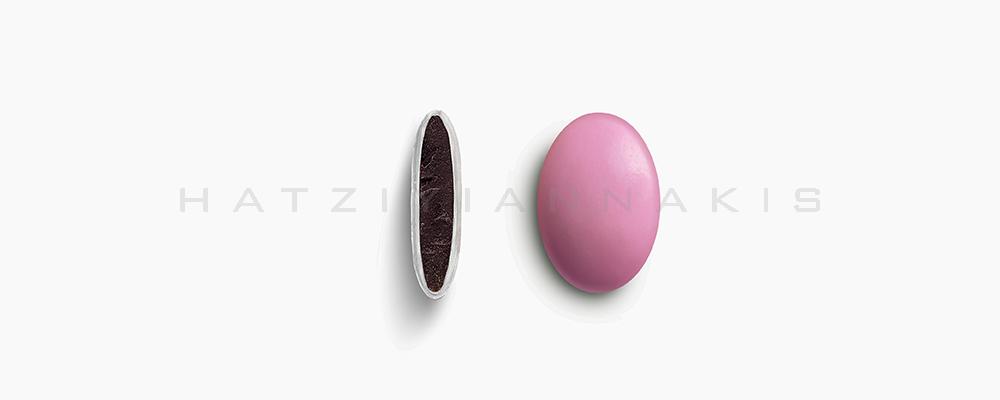 Κουφέτα Χατζηγιαννάκη Σοκολάτας Piccolino 1352_004 με χρώμα ροζ ανοιχτό, γυαλισμένο - συσκευασία ενός κιλού 1kg - για τις μπομπονιέρες του γάμου σας ή της βάπτισης του παιδιού σας