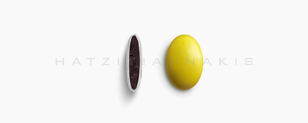 Κουφέτα Χατζηγιαννάκη Σοκολάτας Piccolino 1352_083 με χρώμα κίτρινο, γυαλισμένο - συσκευασία ενός κιλού 1kg - για τις μπομπονιέρες του γάμου σας ή της βάπτισης του παιδιού σας