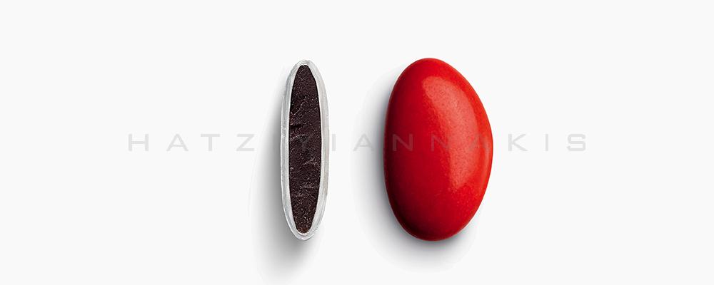 Κουφέτα Χατζηγιαννάκη Σοκολάτας Bijoux Supreme 1451_111 κόκκινο, γυαλισμένο - συσκευασία του ενος κιλού 1kg - για τις μπομπονιέρες του γάμου σας ή της βάπτισης του παιδιού σας
