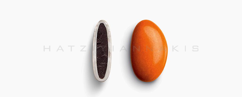 Κουφέτα Χατζηγιαννάκη Σοκολάτας Bijoux χρώμα 1573_095 πορτοκαλί, γυαλισμένο - συσκευασία του ενος κιλού 1kg - για τις μπομπονιέρες του γάμου σας ή της βάπτισης του παιδιού σας