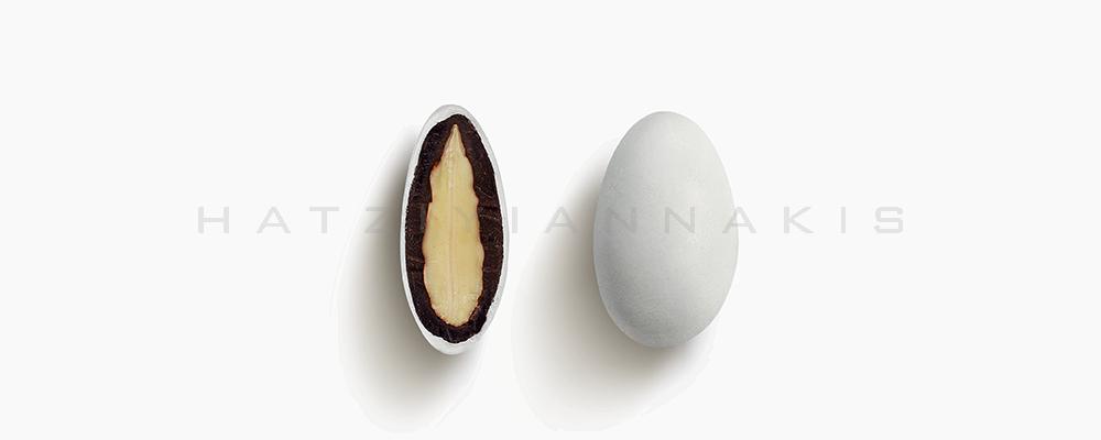 Κουφέτα Χατζηγιαννάκη αμύγδαλο με σοκολάτα Choco almond classic 1702 λευκό, ματ - συσκευασία του ενός 1 κιλού - για τις μπομπονιέρες του γάμου σας ή της βάπτισή σας