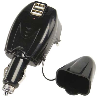 P.SUP.USB 403 2X USB CAR/HOME CHARGER Universal φορτιστής με δύο USB θύρες, που μπορεί να χρησιμοποιηθεί και στο αυτοκίνητο. Ιδανικός για ταυτόχρονη φόρτιση 2 συσκευών USB, όπως MP3 players, PDA μέσω μιας κοινής πρίζας ή στην υποδοχή του αναπτήρα του αυτο